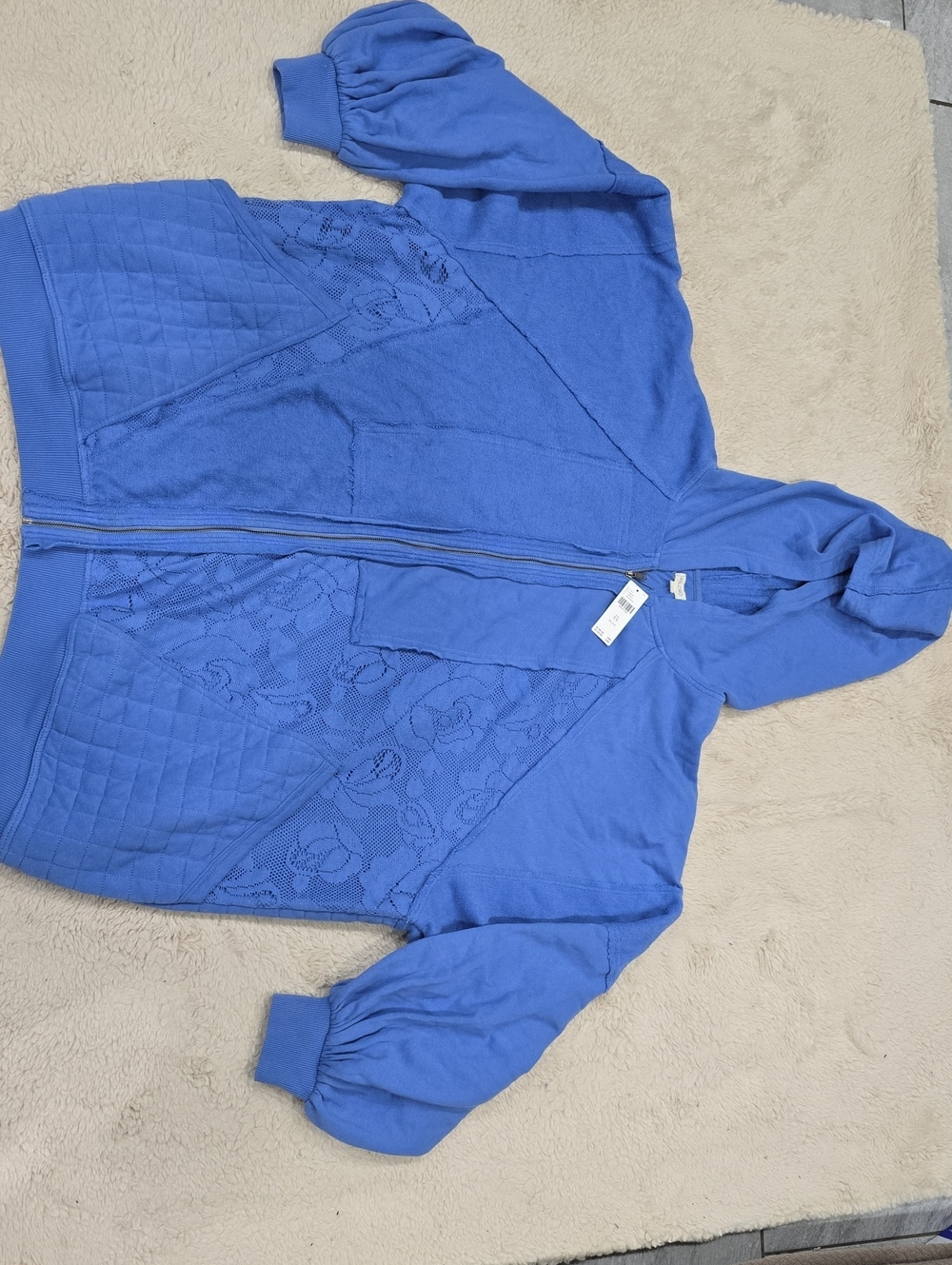 Pilcro Periwinkle Blue Hooded Zip Bomber Jacket